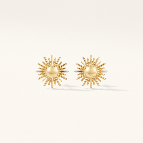 Gold Sun Stud Earrings product studio shot