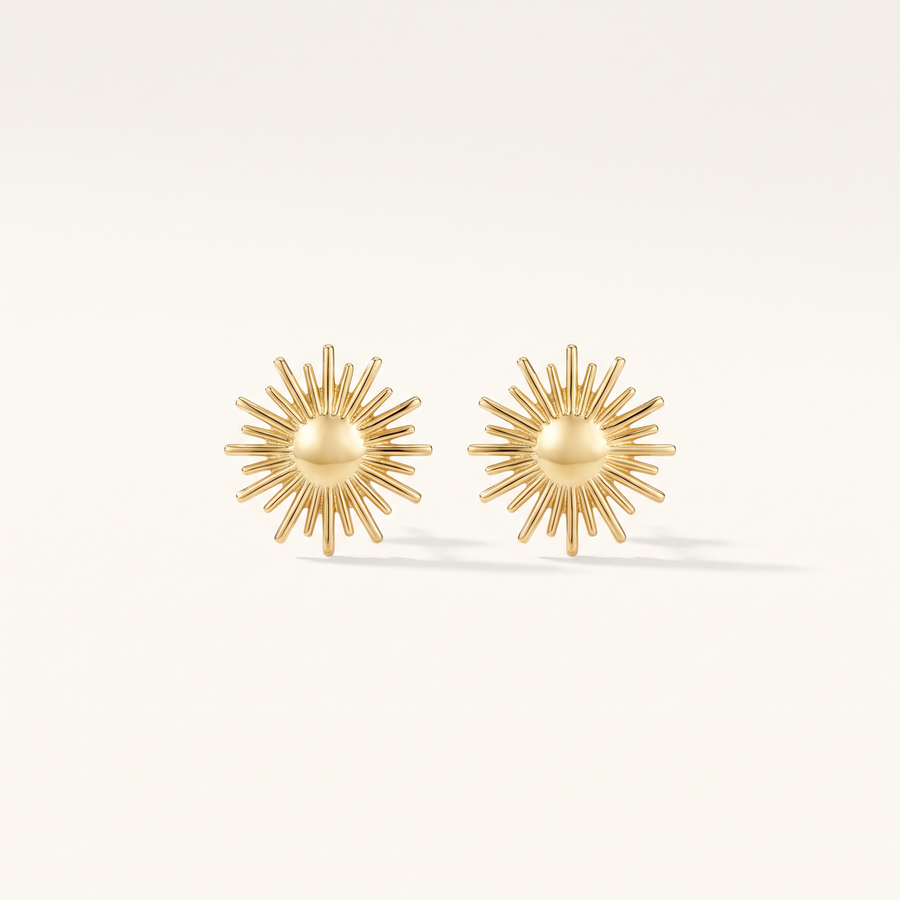 Gold Sun Stud Earrings