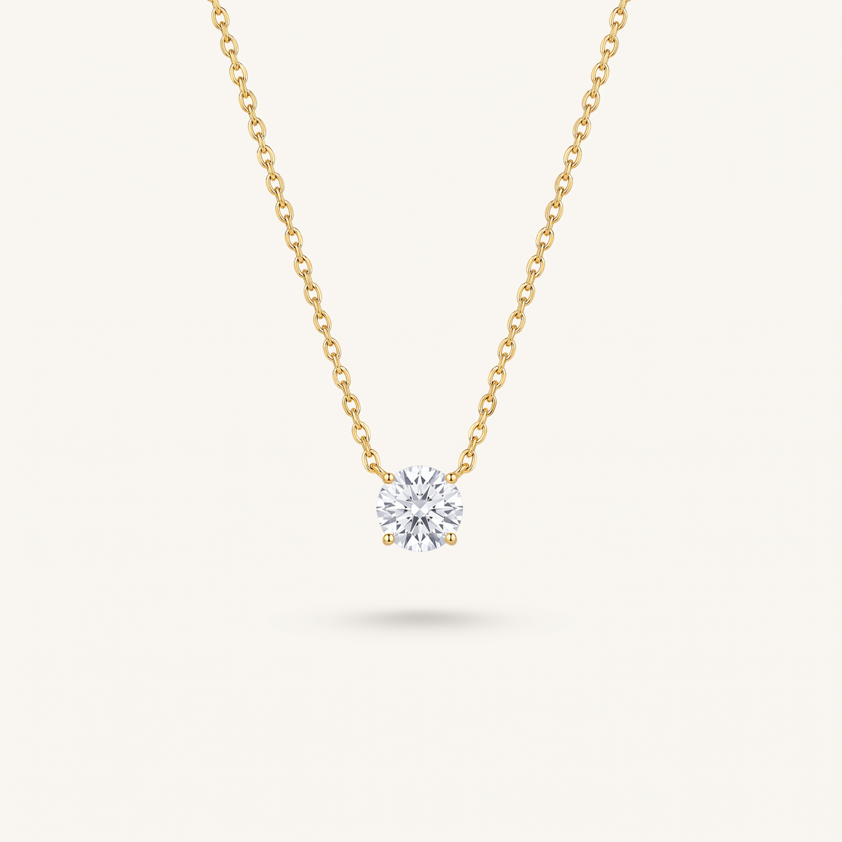 Gold CZ Solitaire Necklace
