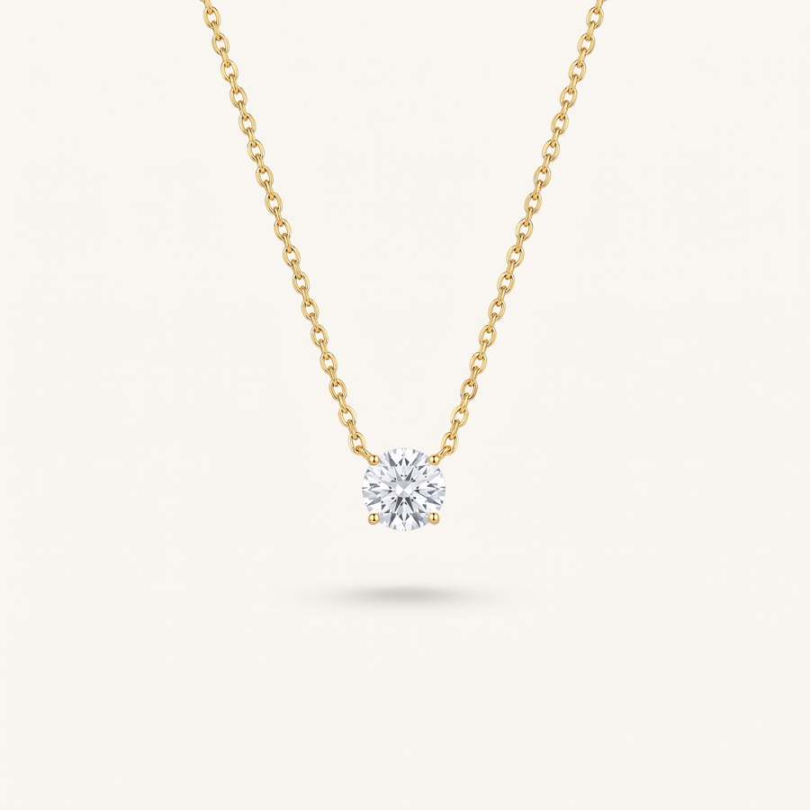 Gold CZ Solitaire Necklace