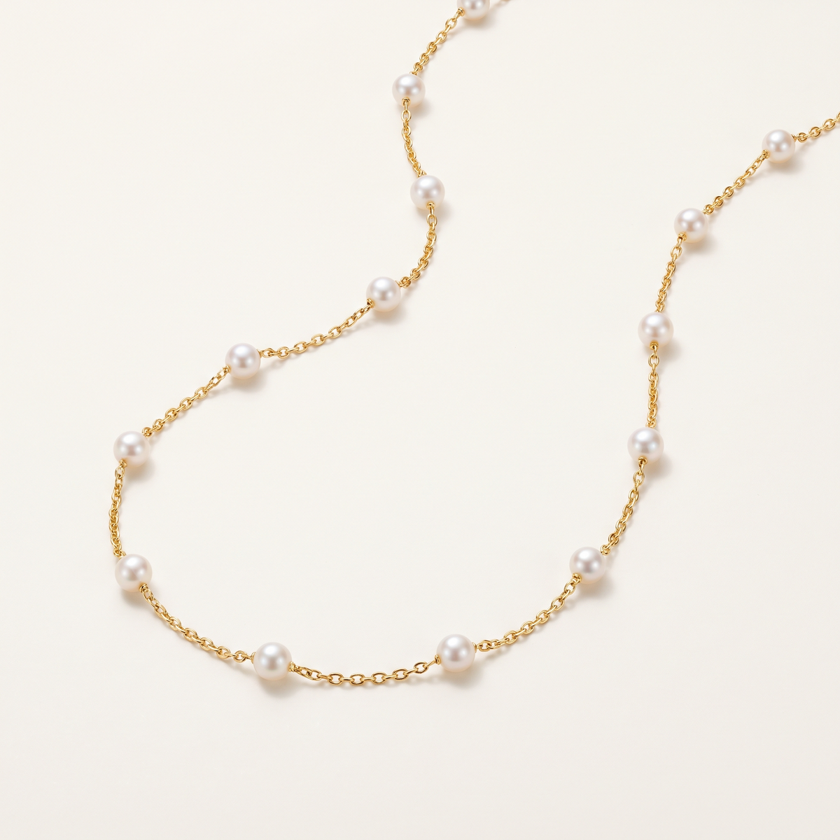 Gold Pearl Station Necklace