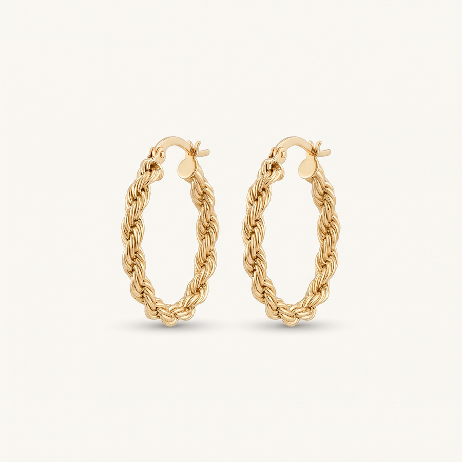 Gold Twisted Hoop Earrings