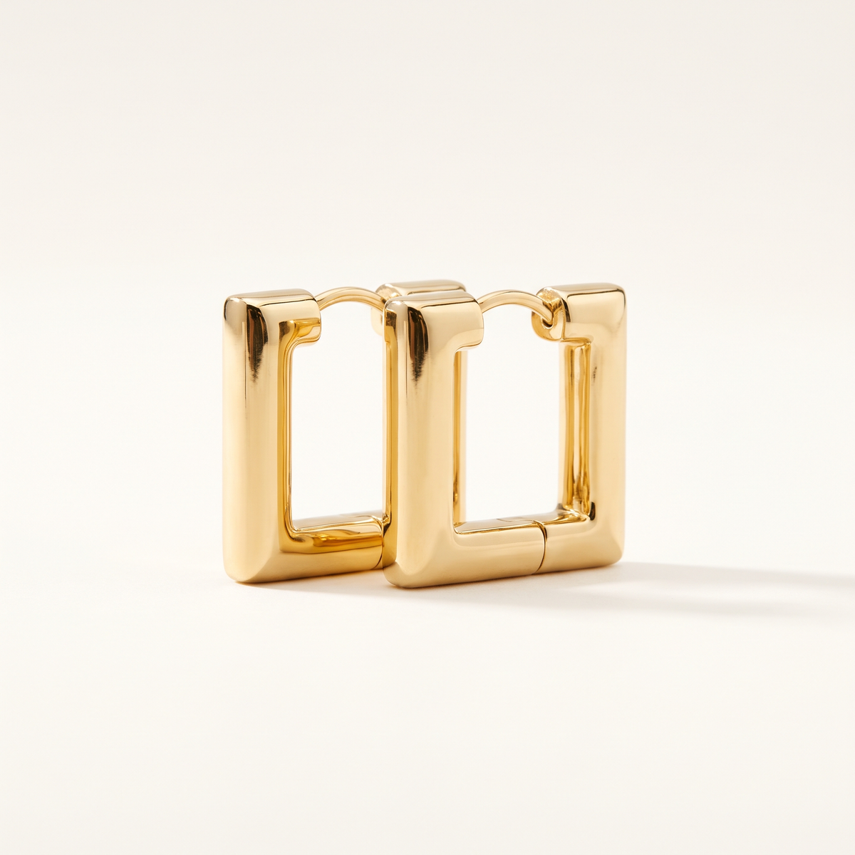 Gold Chunky Square Hoop Earrings