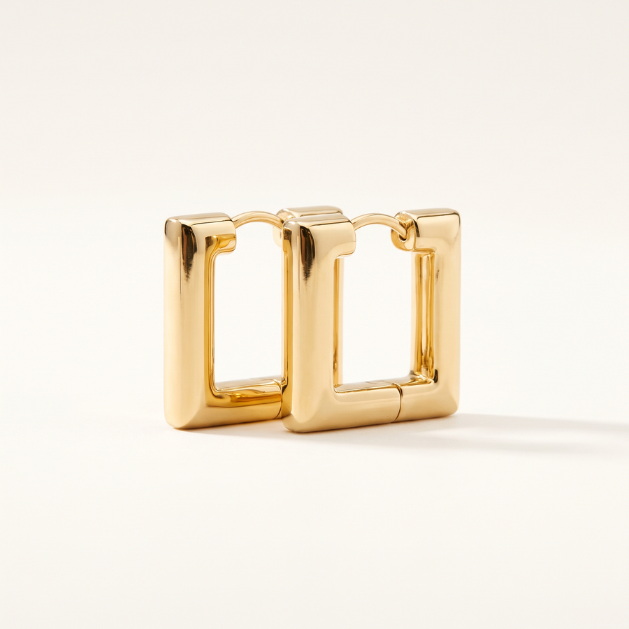 Gold Chunky Square Hoop Earrings