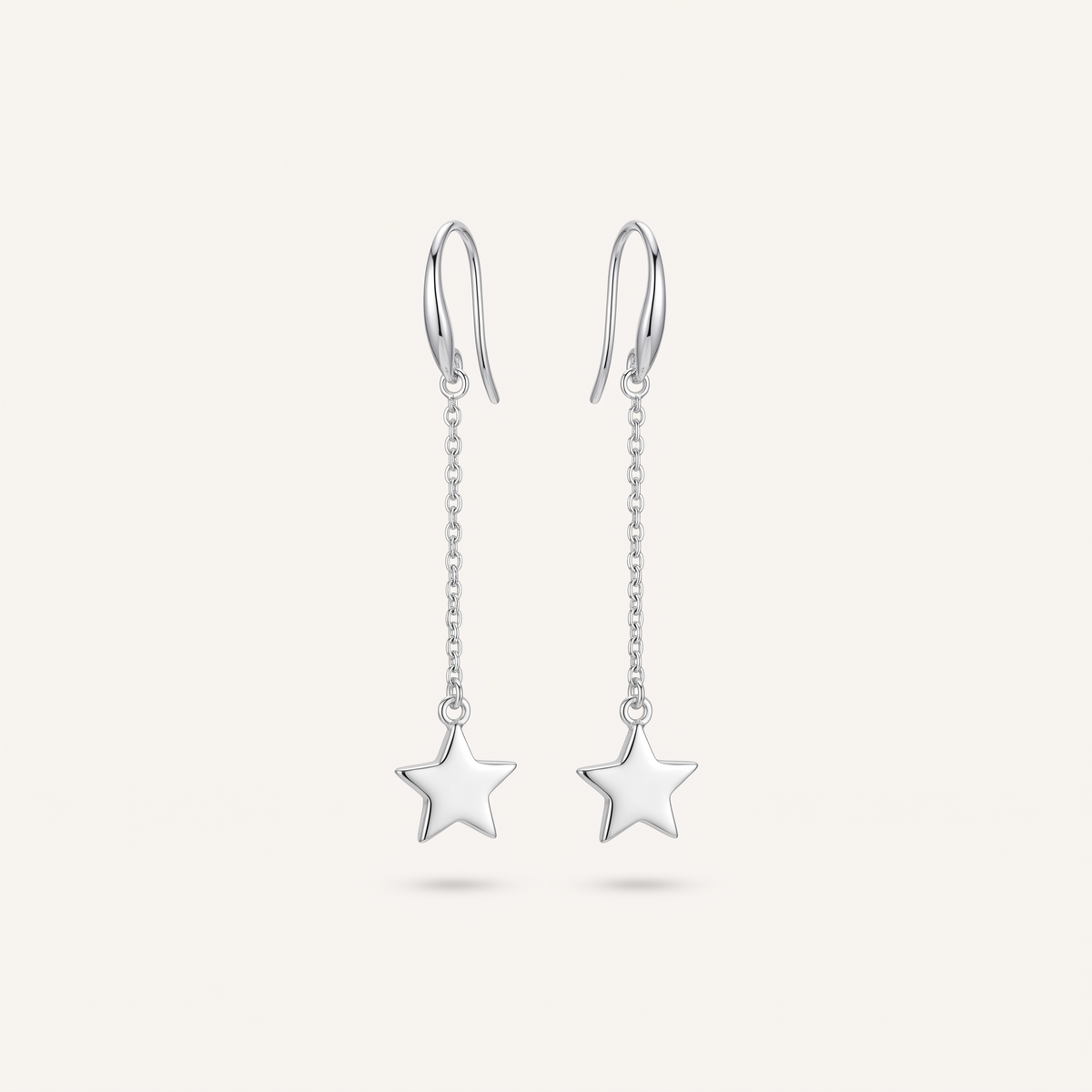 Silver Star Drop Earrings