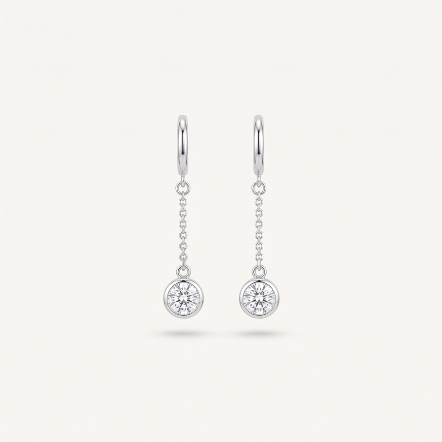 Silver CZ Drop Earrings