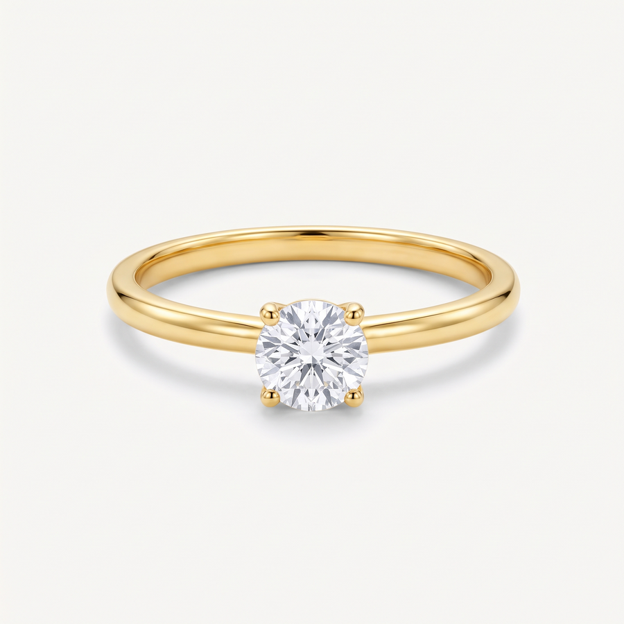 Gold CZ Solitaire Ring