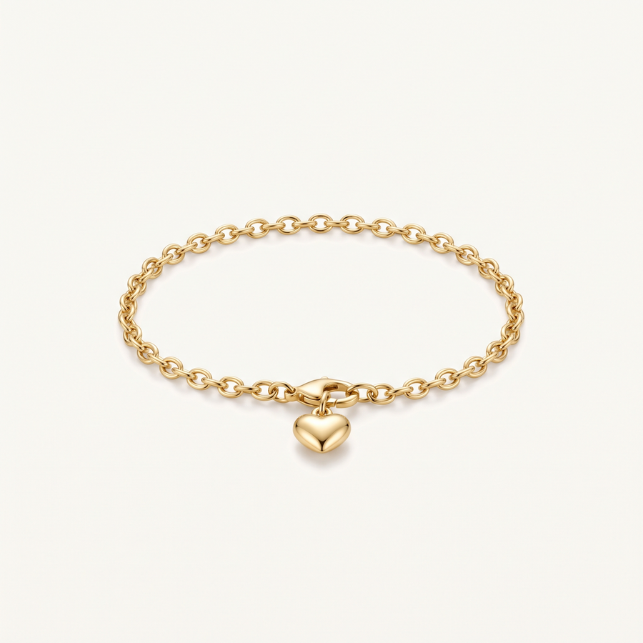 Gold Heart Charm Bracelet