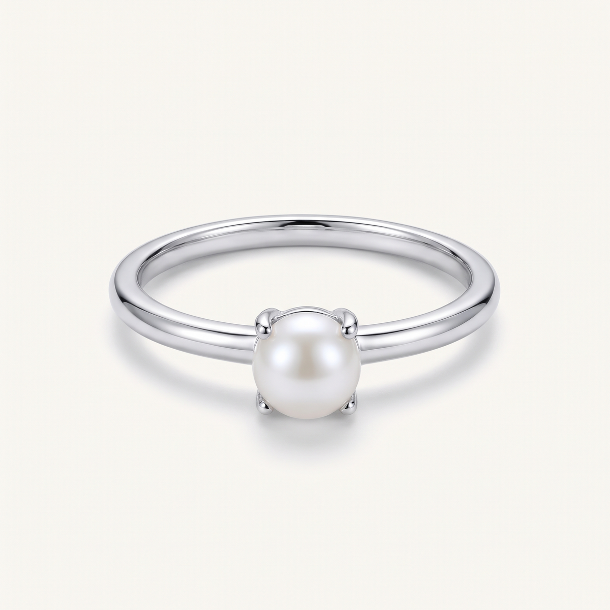 Silver Pearl Ring product studio shot