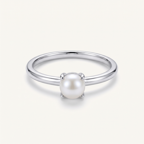 Silver Pearl Ring product studio shot