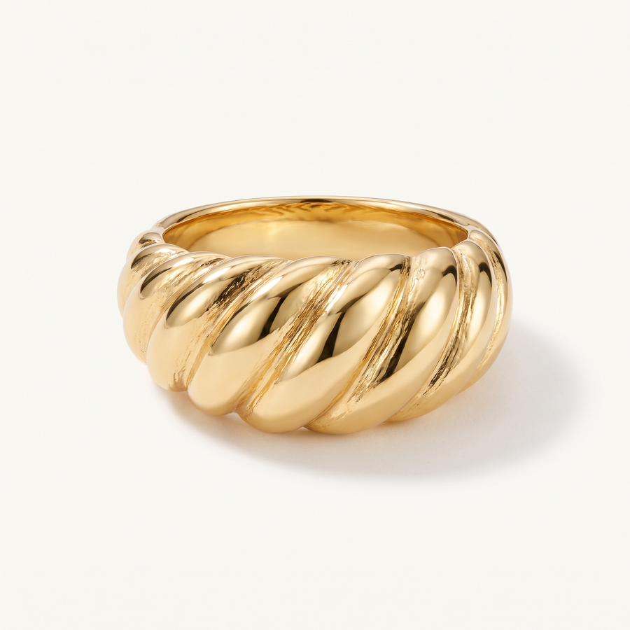 Gold Croissant Dome Ring