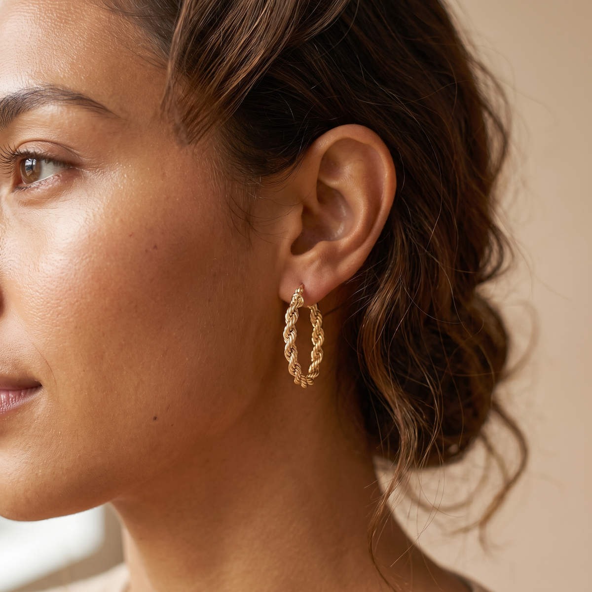 Gold Twisted Hoop Earrings