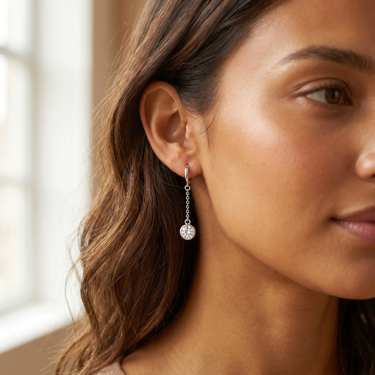 Silver CZ Drop Earrings