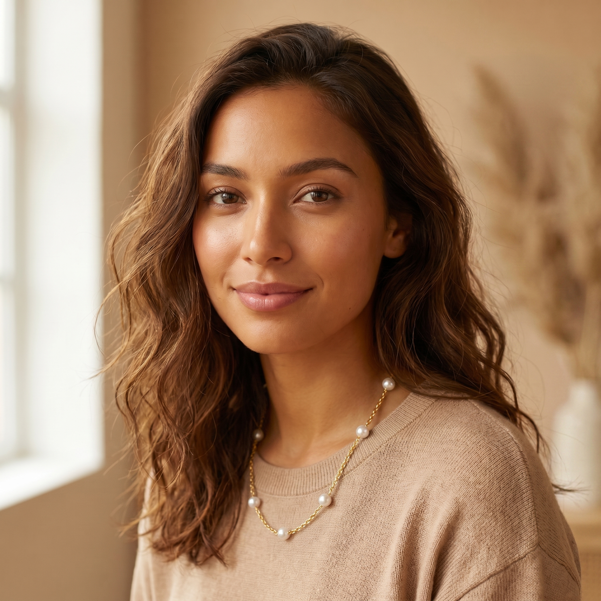 Gold Pearl Station Necklace