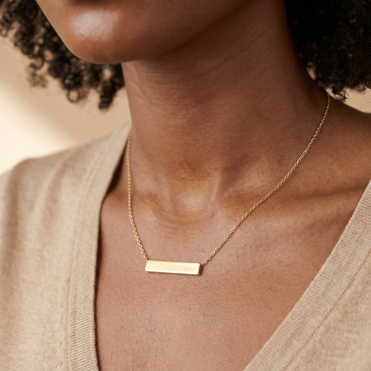 Gold Bar Pendant Necklace