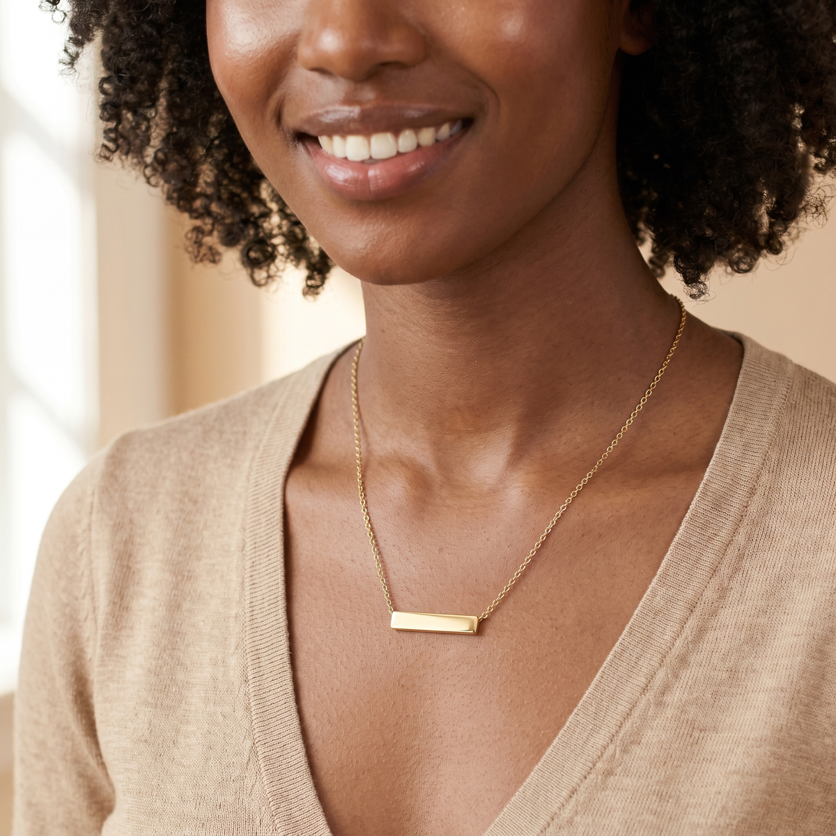 Gold Bar Pendant Necklace
