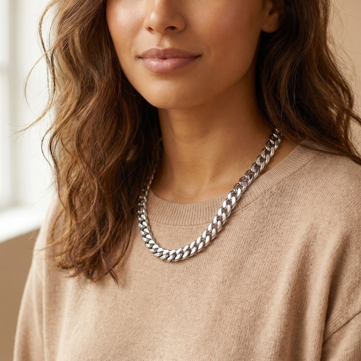 Silver Cuban Link Necklace