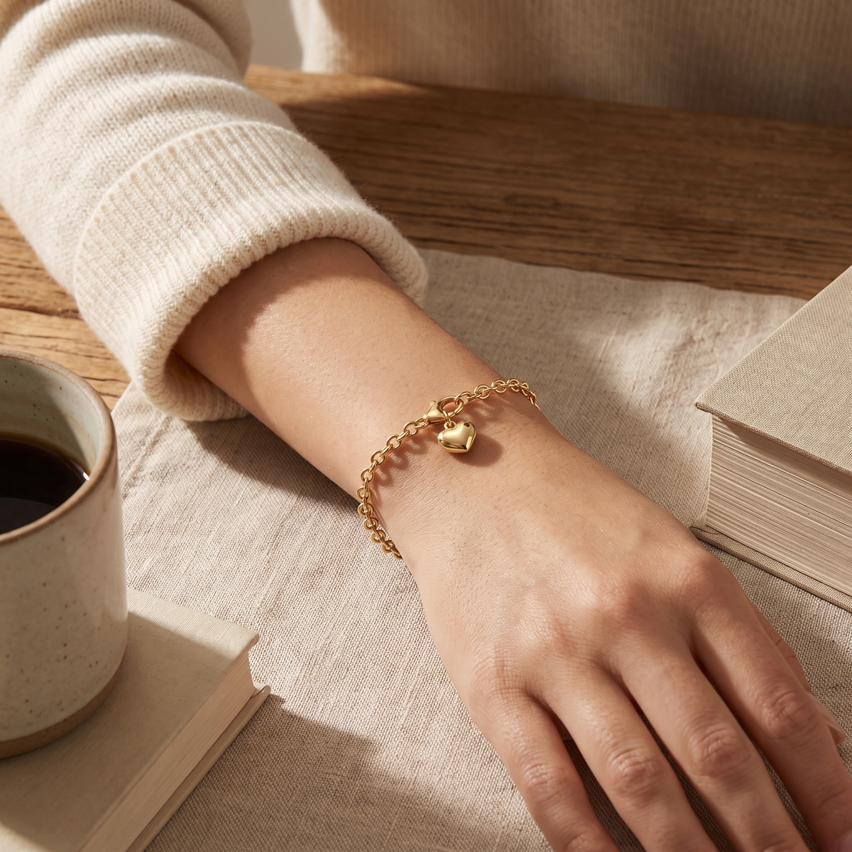 Gold Heart Charm Bracelet