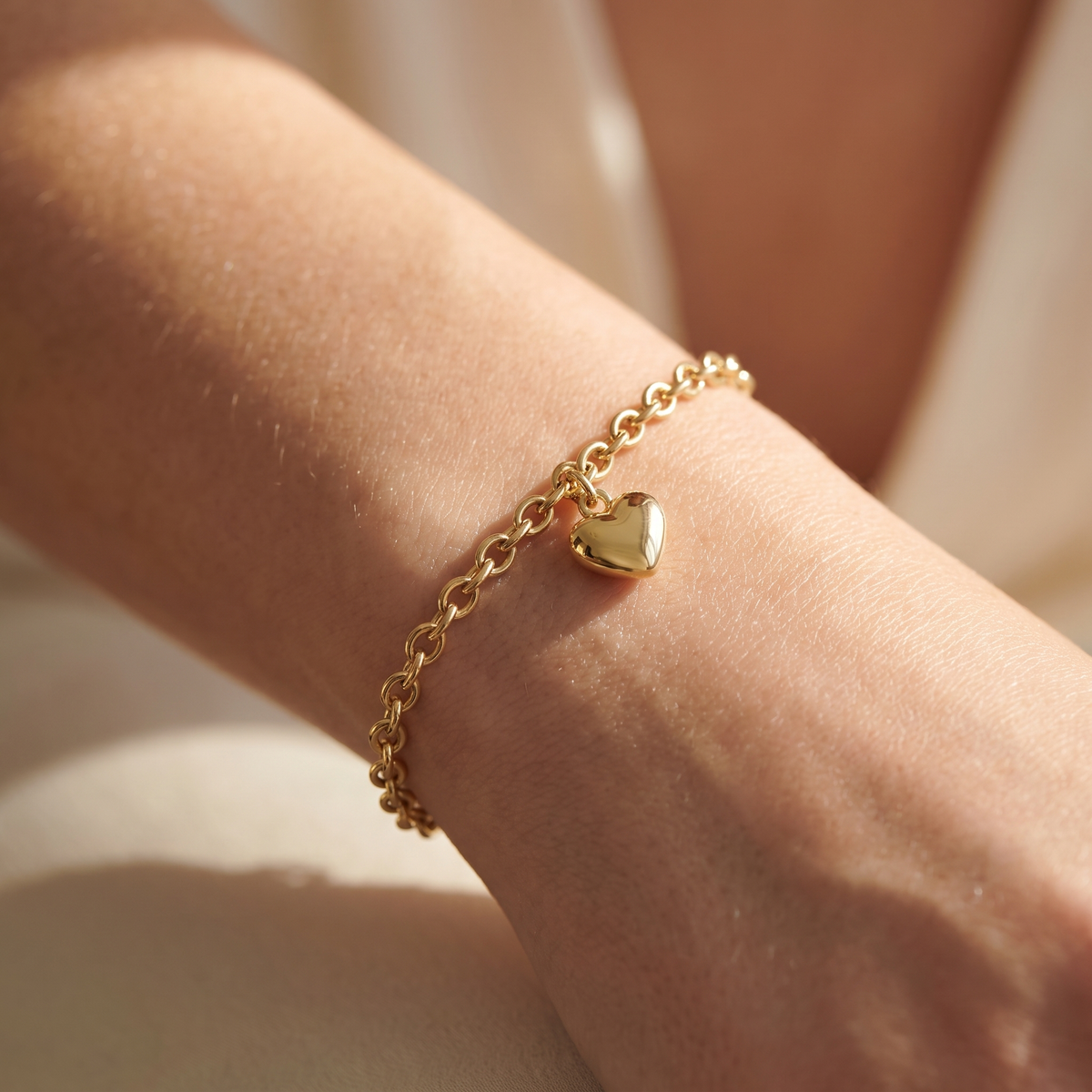 Gold Heart Charm Bracelet