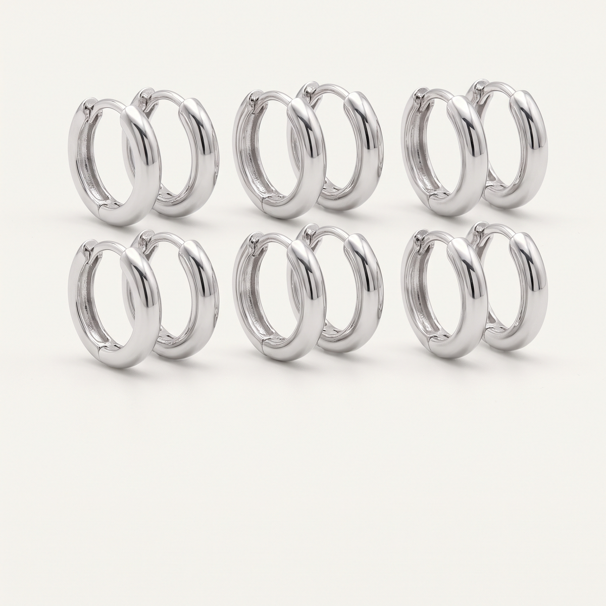 Silver Huggie Hoop Set