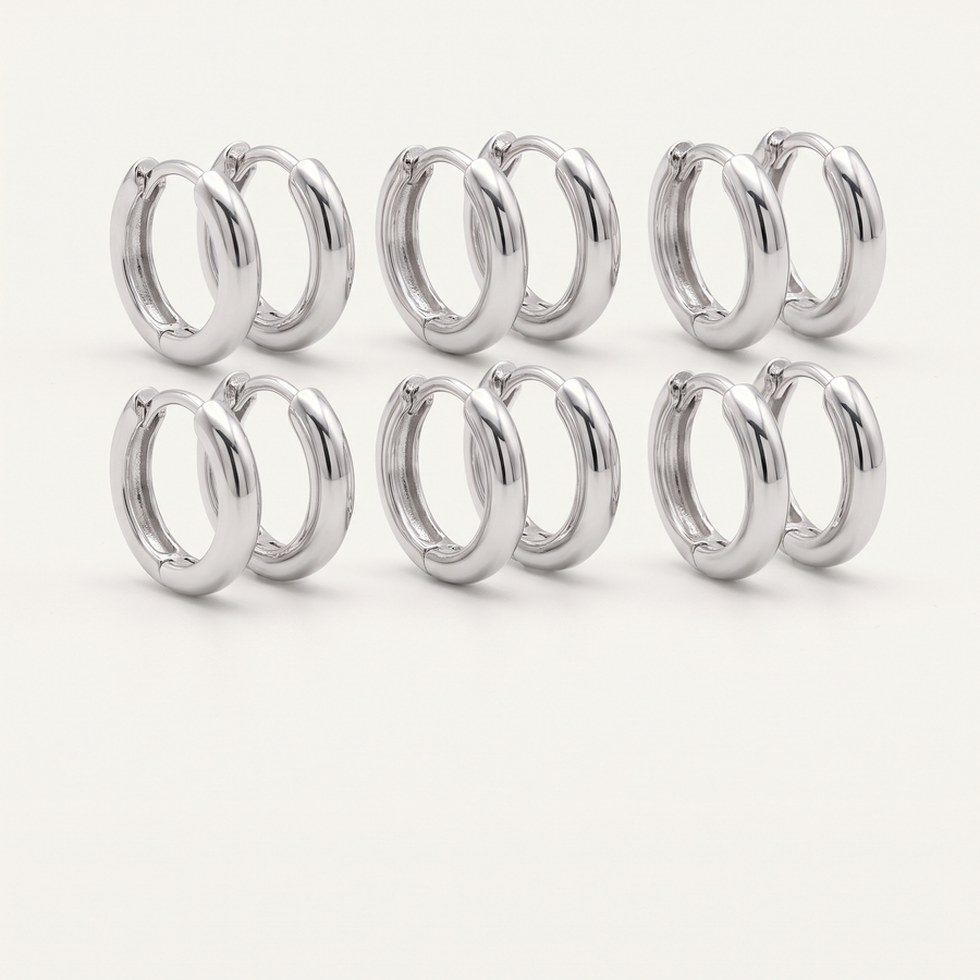 Silver Huggie Hoop Set