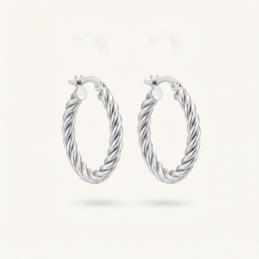 Silver Twisted Hoop Earrings