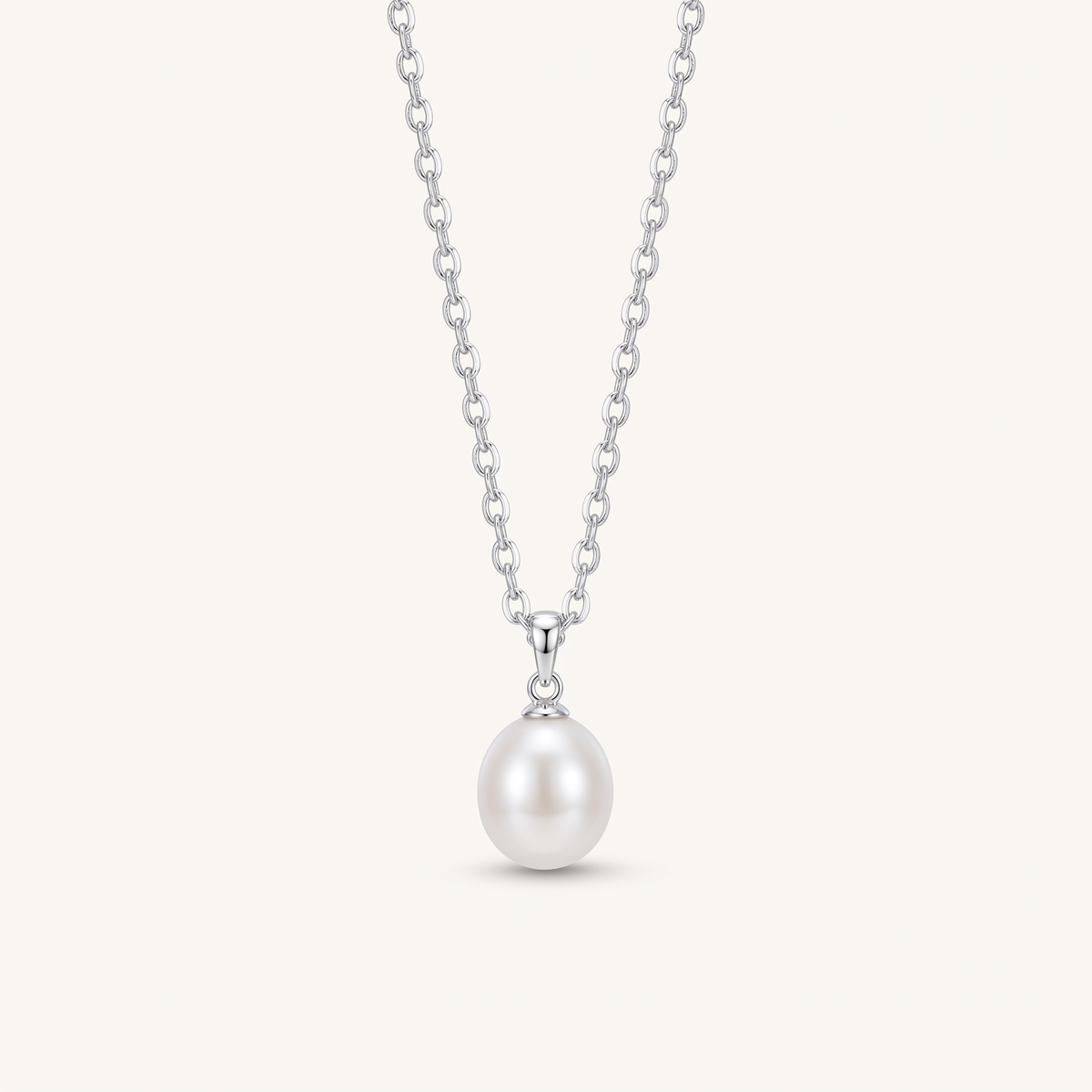 Silver Pearl Pendant Necklace product studio shot
