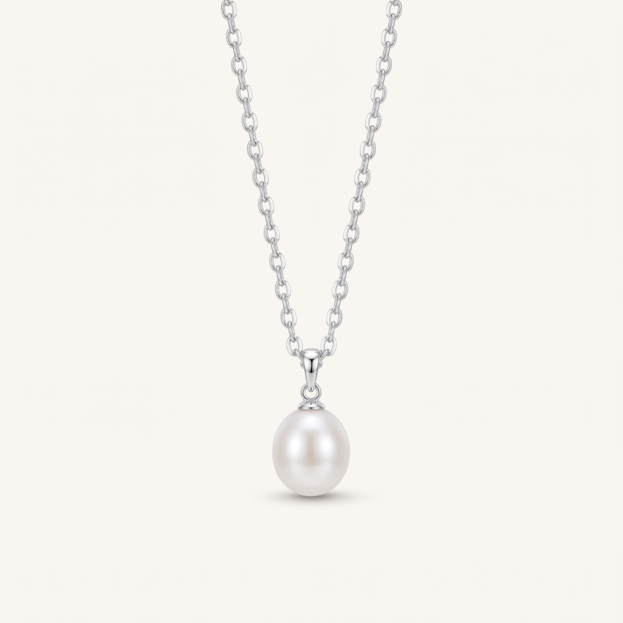 Silver Pearl Pendant Necklace