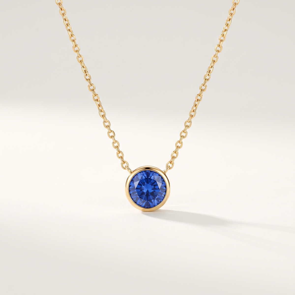 Gold Blue CZ Pendant Necklace