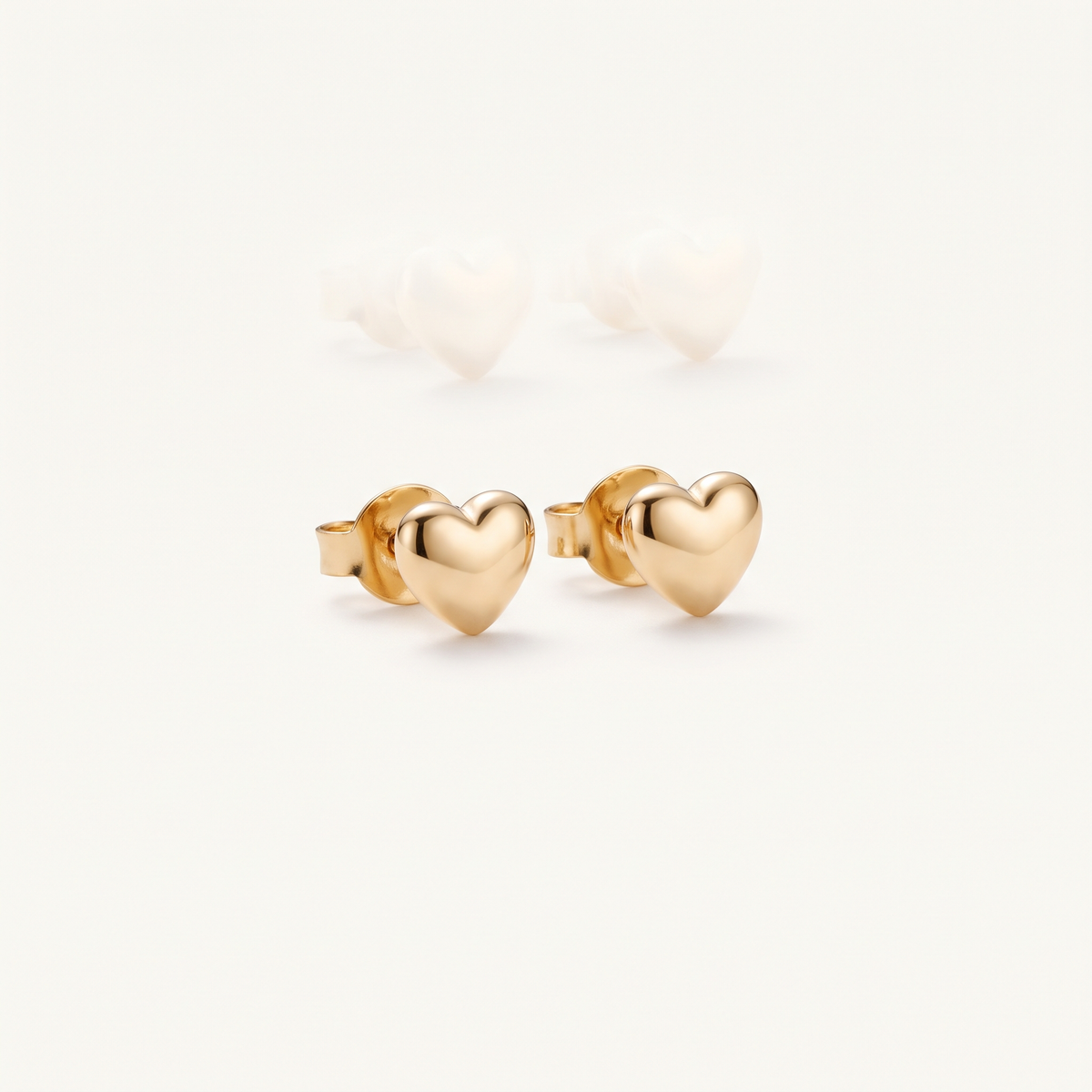 Gold Heart Stud Earrings product studio shot