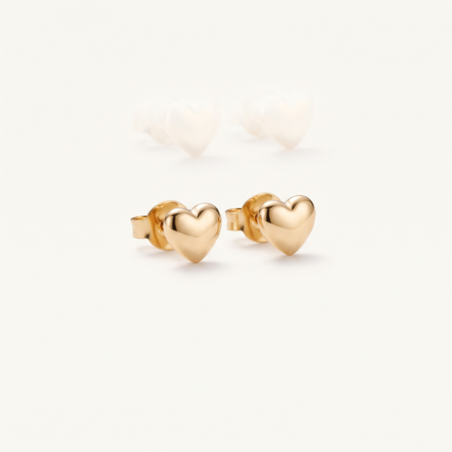 Gold Heart Stud Earrings product studio shot