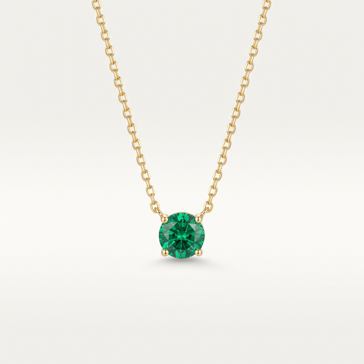 Gold Green CZ Pendant Necklace