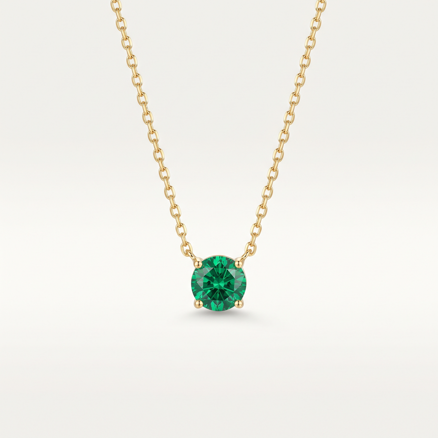 Gold Green CZ Pendant Necklace