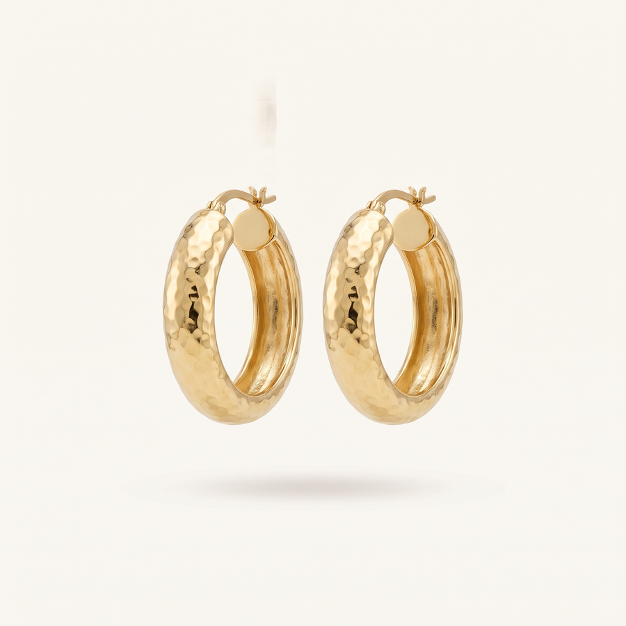 Gold Chunky Textured Hoops