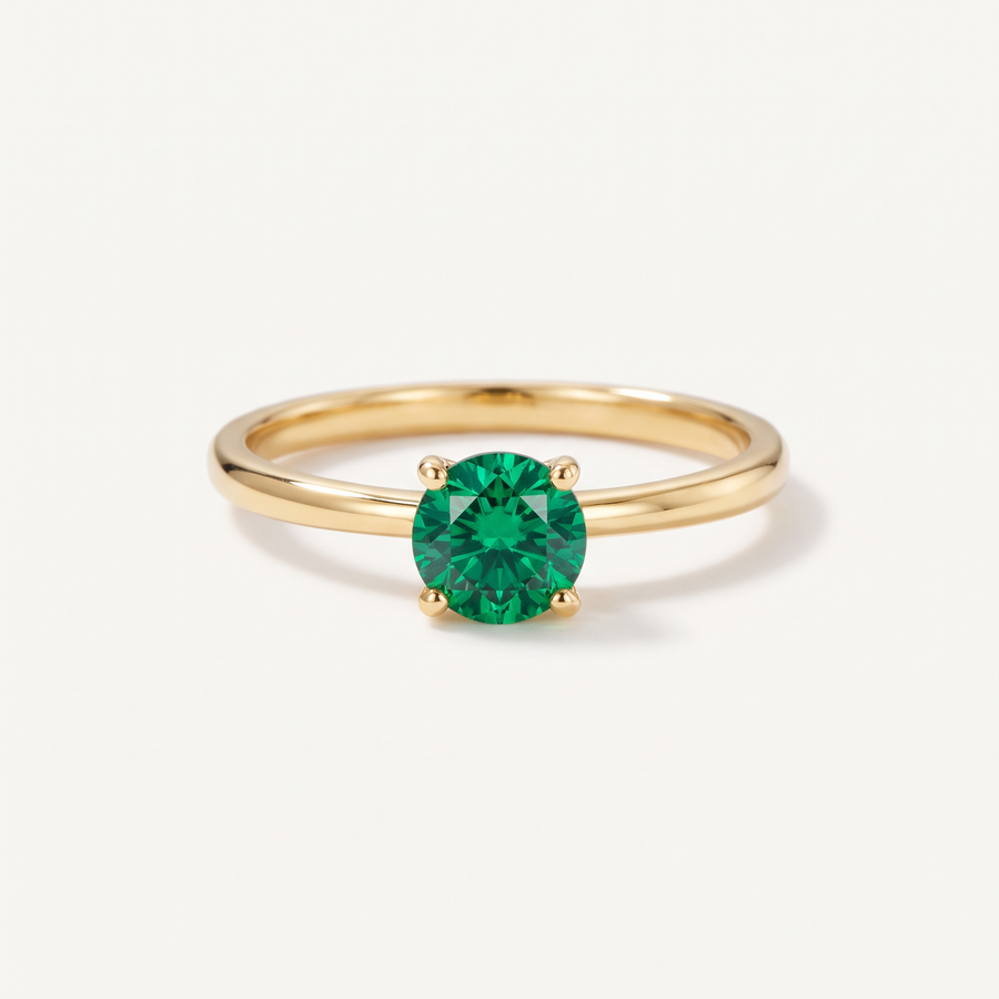 Gold Green CZ Ring