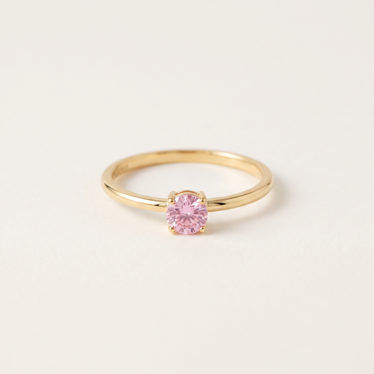 Gold Pink CZ Ring