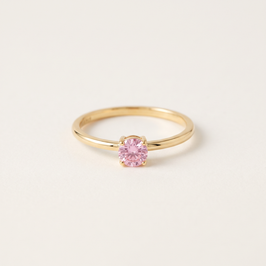 Gold Pink CZ Ring