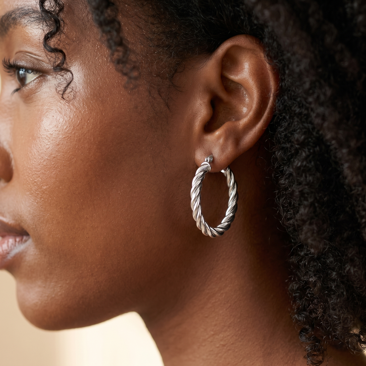 Silver Twisted Hoop Earrings