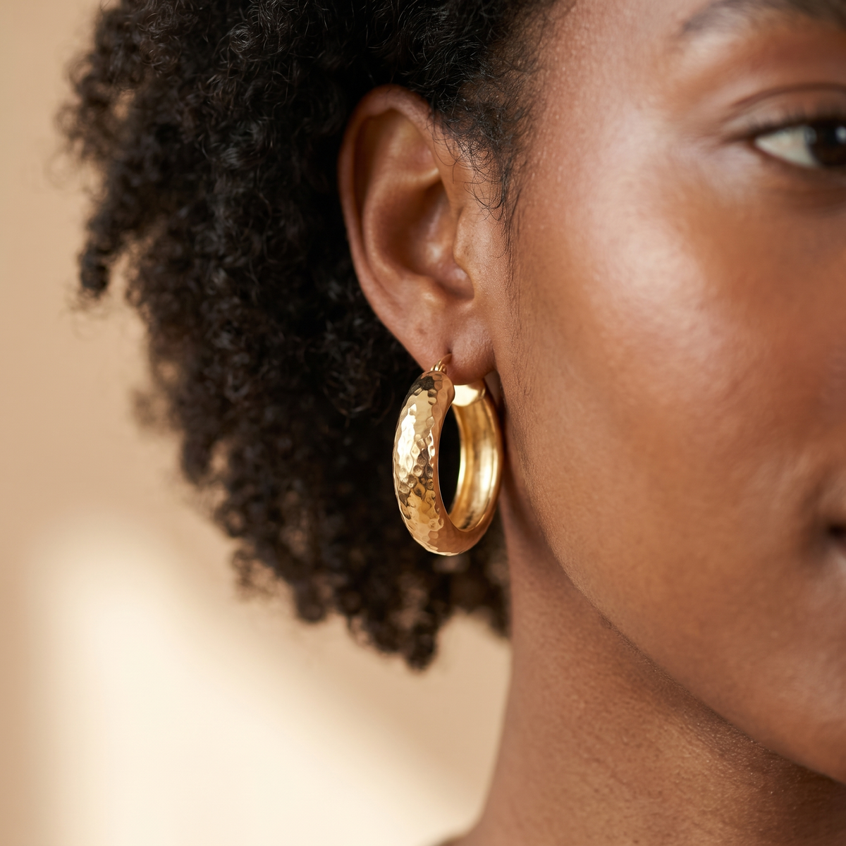 Gold Chunky Textured Hoops
