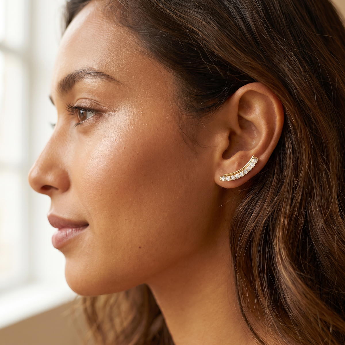 Gold Ear Climber Earrings