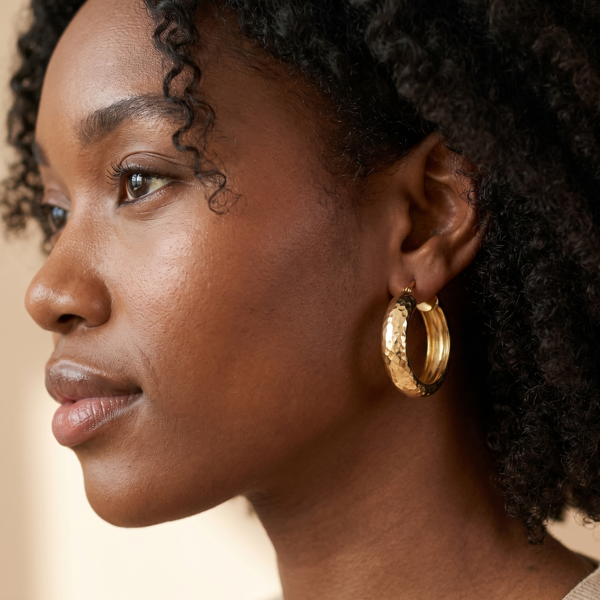 Gold Chunky Textured Hoops
