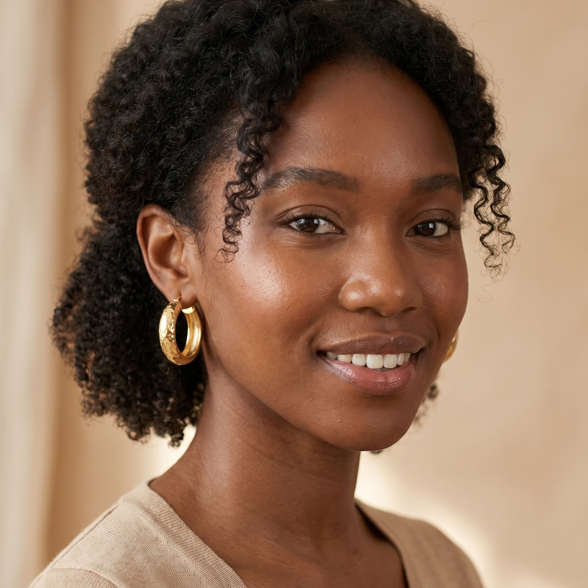 Gold Chunky Textured Hoops