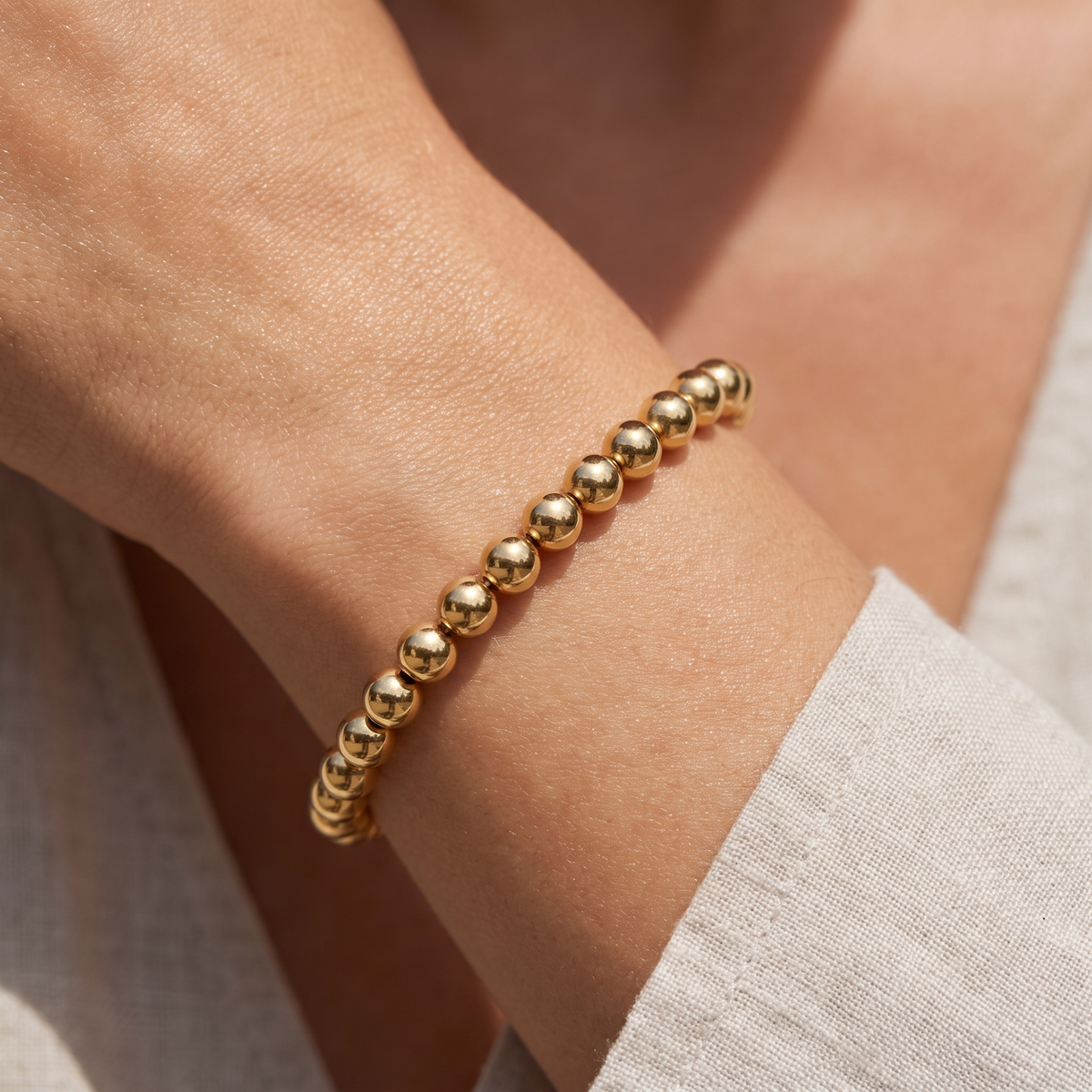 Gold Beaded Stretch Bracelet