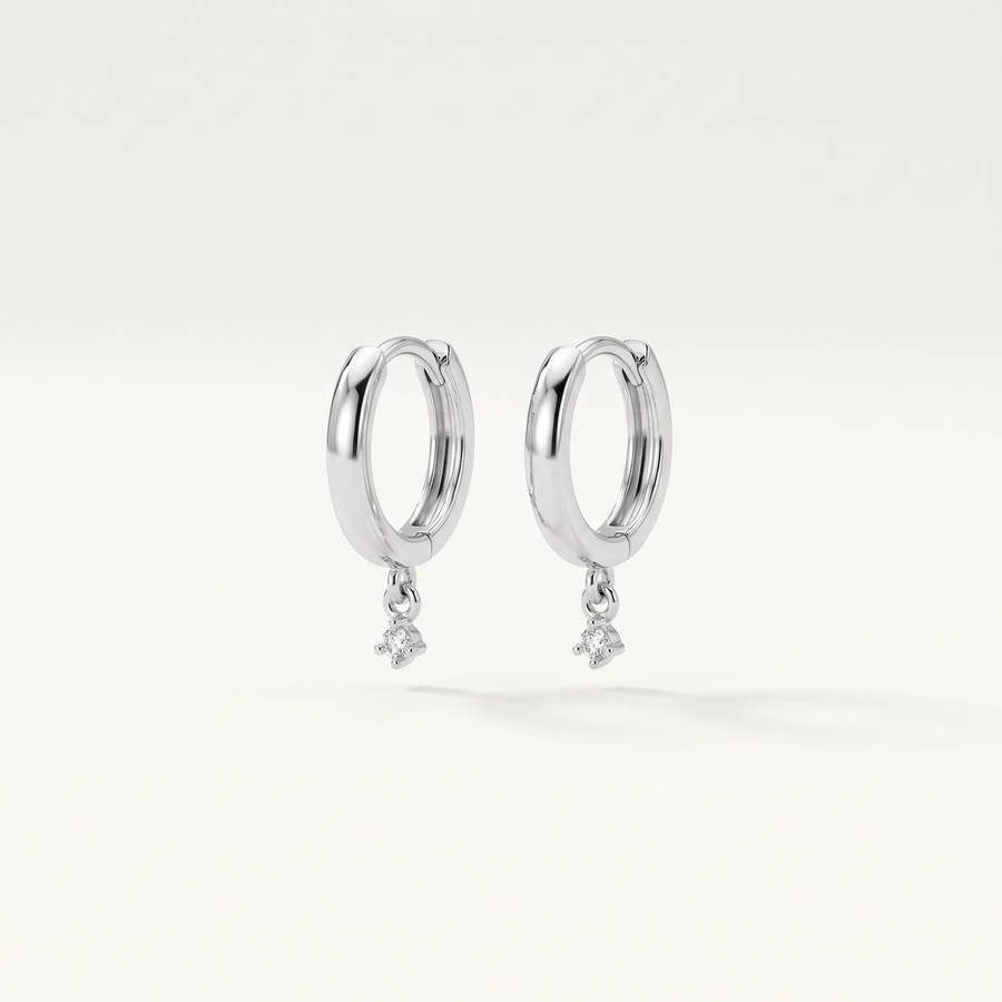 Silver Charm Huggie Hoops