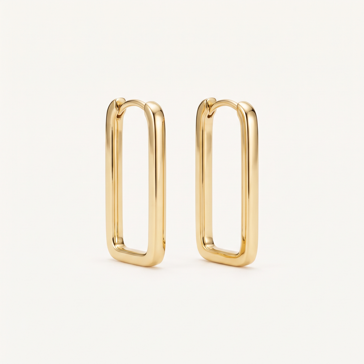 Gold Rectangle Hoop Earrings