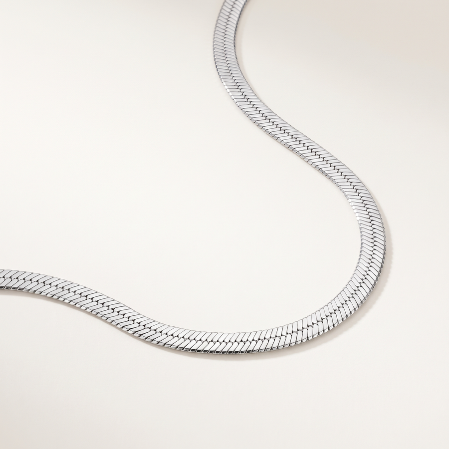 Silver Herringbone Necklace