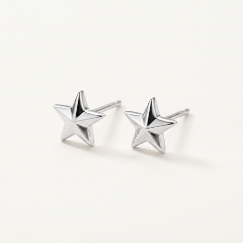 Silver Star Stud Earrings product studio shot