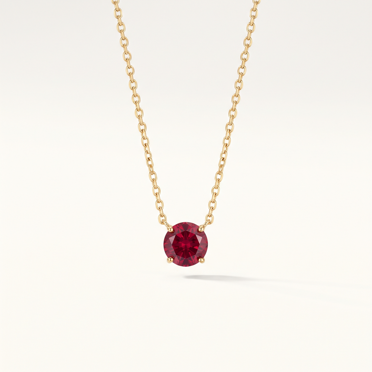Gold Red CZ Pendant Necklace