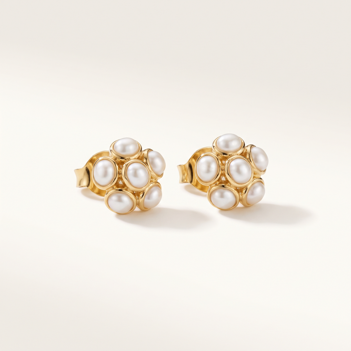 Gold Pearl Cluster Studs