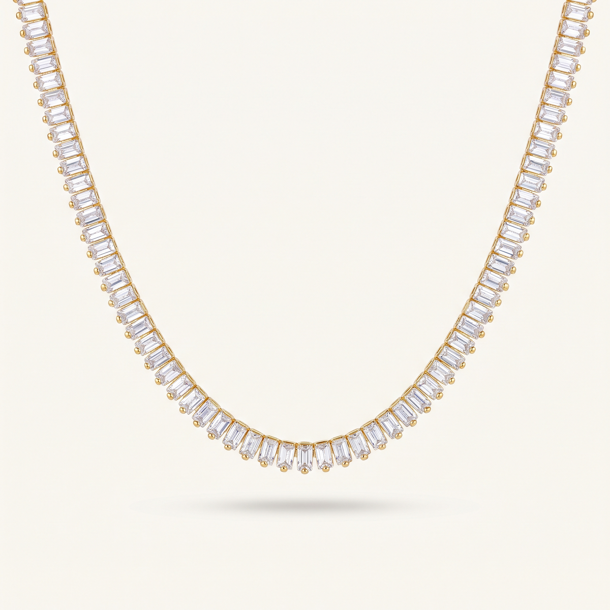 Gold Baguette Tennis Necklace